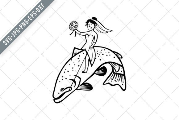 Bride Fisherman Riding Steelhead Trout