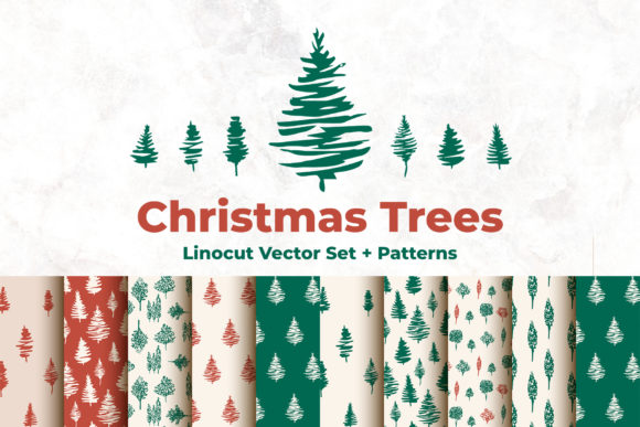 Christmas Trees – Linocut Vector Set: A Versatile Design Resource for Creative Professionals and Educators