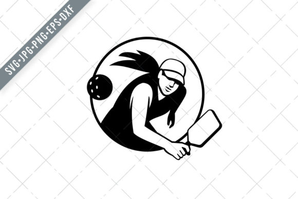 Female Pickleball Player with Paddle SVG
