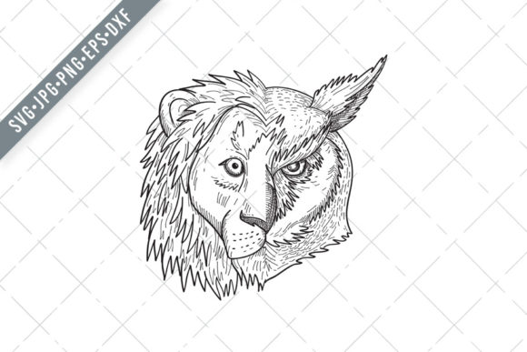Head Half Lion, Half Great Horned Owl