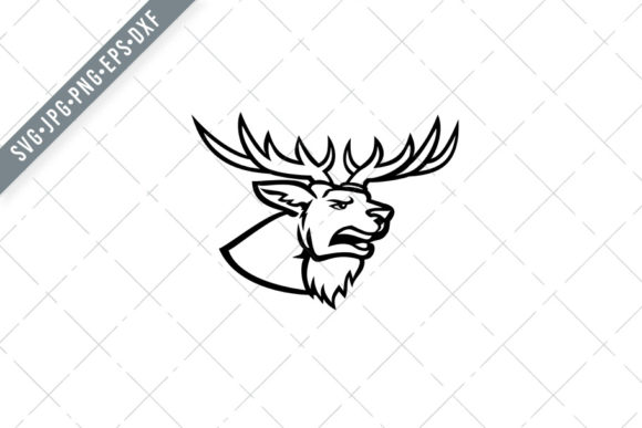 Head of a Red Deer Cervus Elaphus SVG