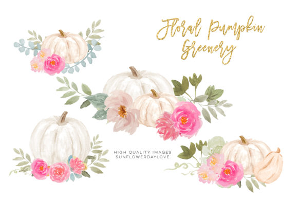 Pink and White Pumpkins Clipart Autumn: A Distinctive Visual Resource for Seasonal Design