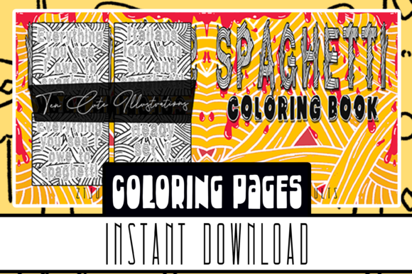 Spaghetti Coloring Book Pages for Adults