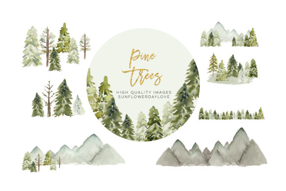 Winter Mountain Pine Trees Frames
