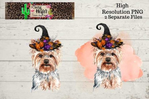 Yorkie Witch Halloween PNG Dog Breed